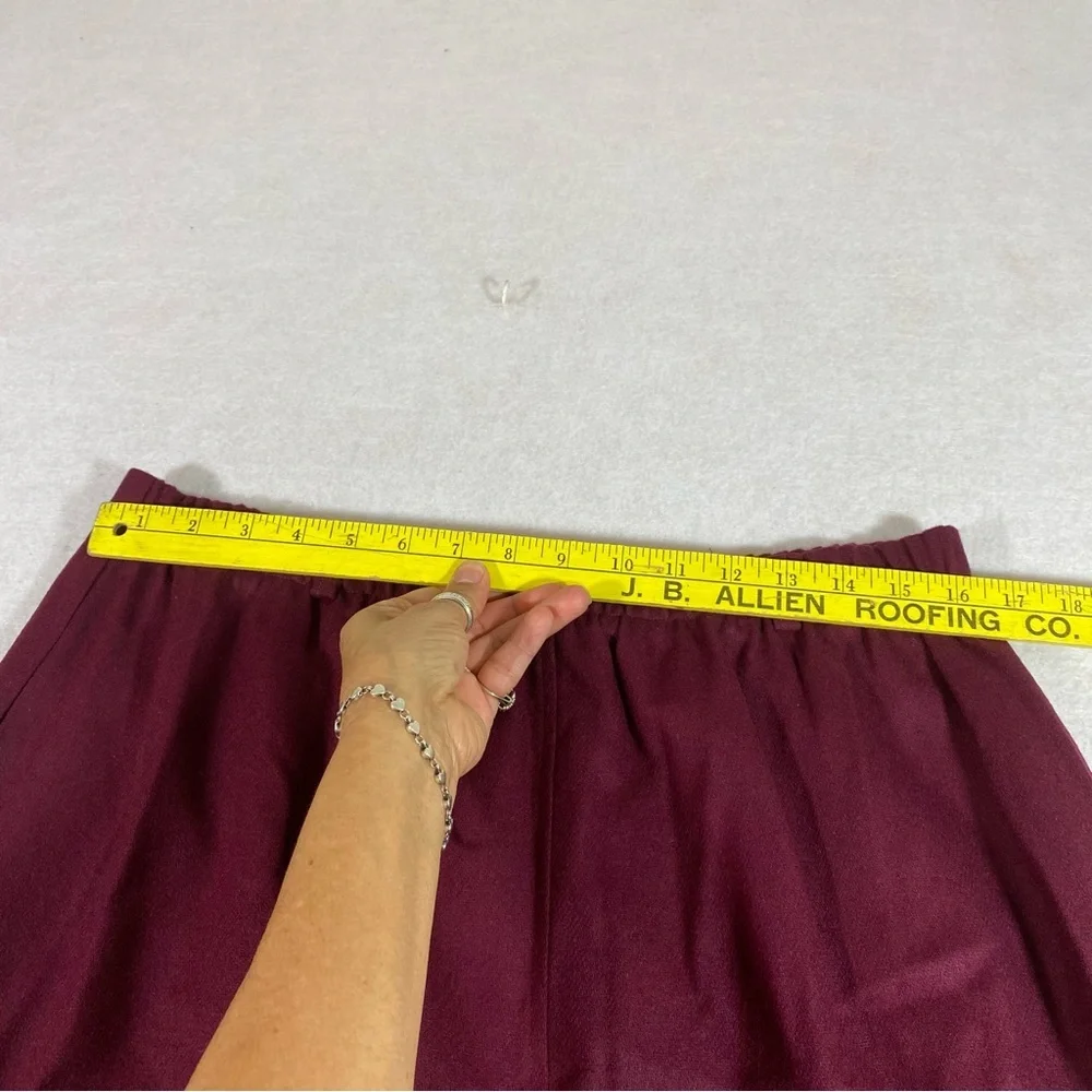 Tog Shop Aline Wool skirt Vintage Burgundy Lined Full Skirt Pockets Sz 16